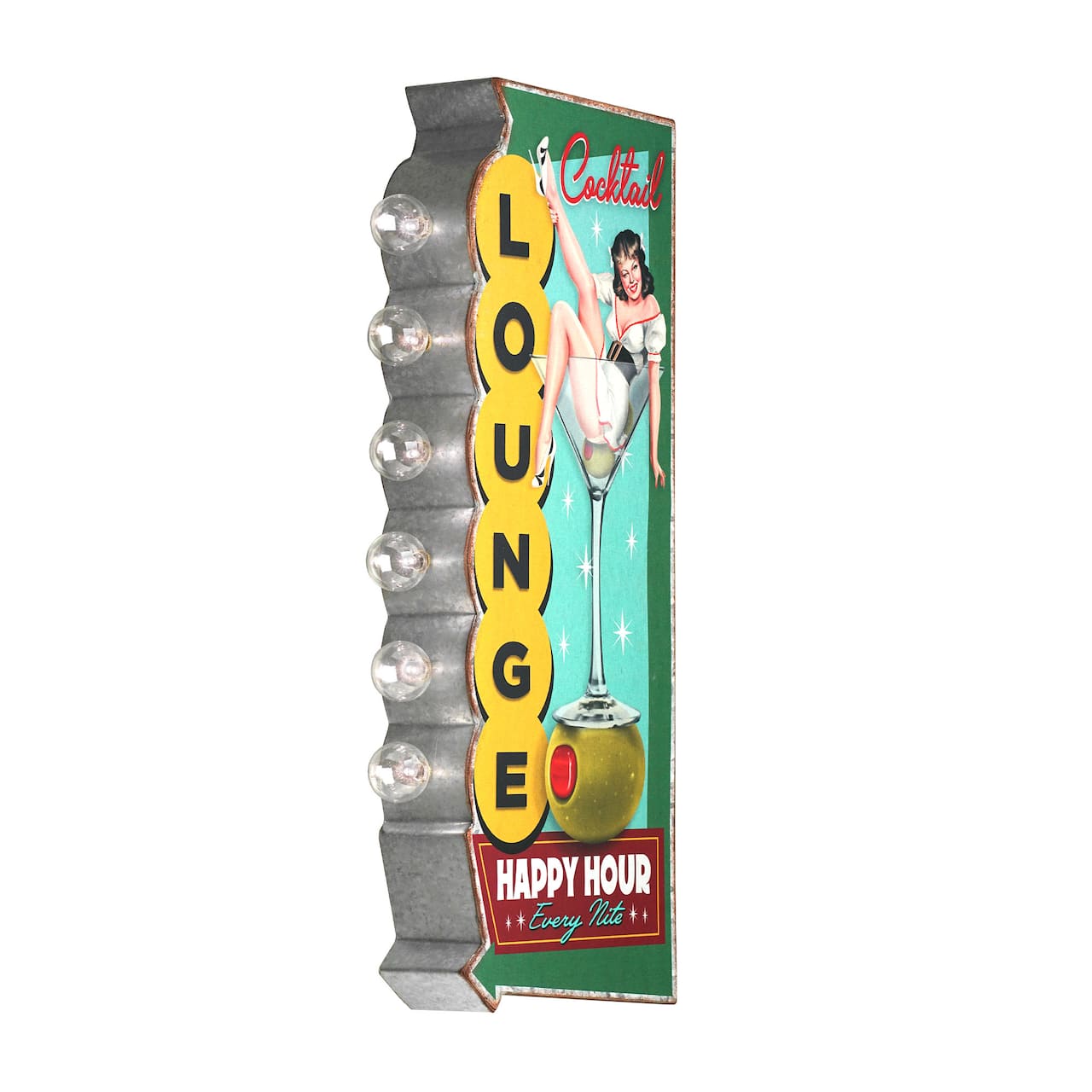American Art Decor 23.7" Metal LED Cocktail Lounge Happy Hour Every Nite Marquee Sign